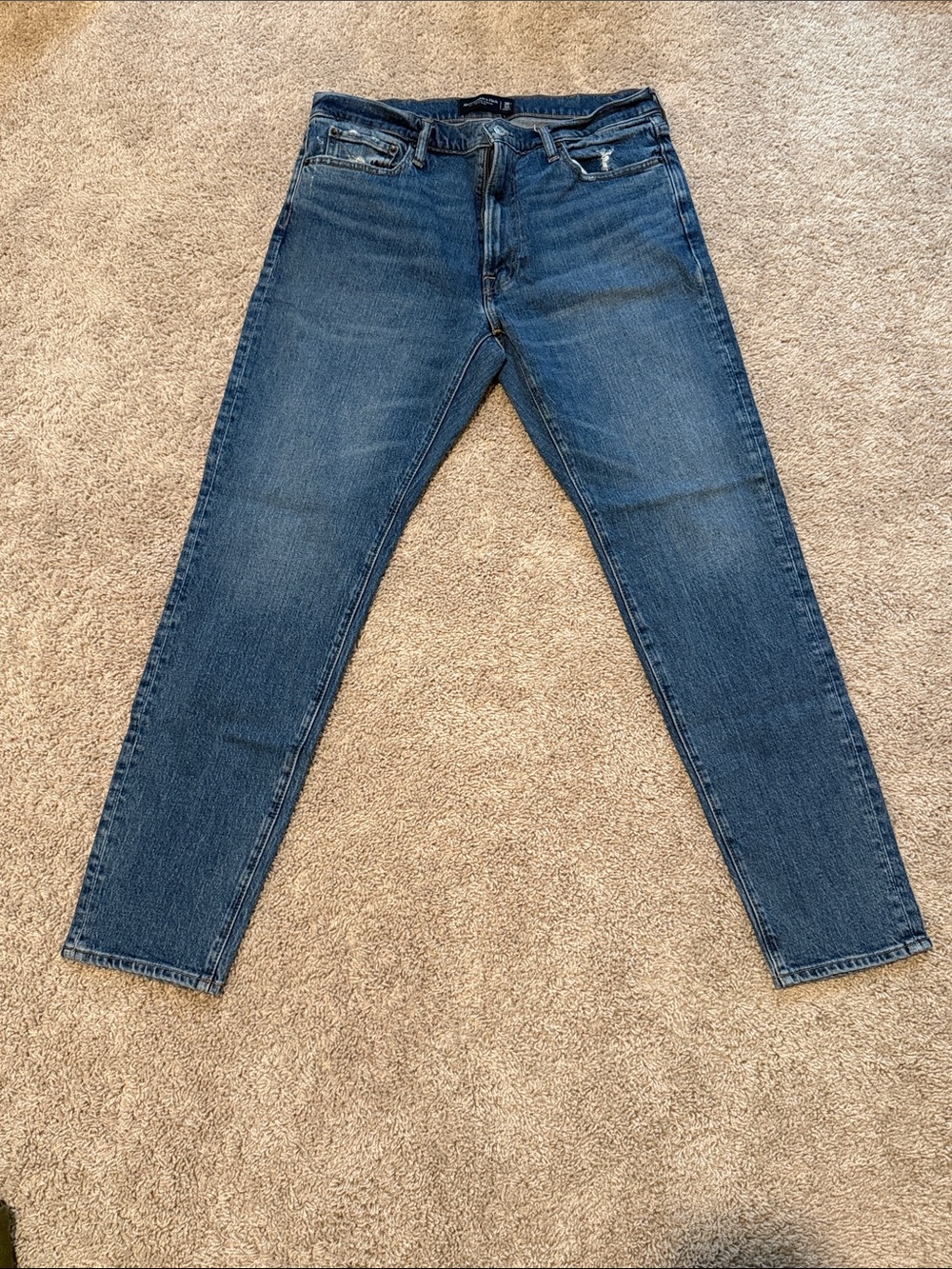 Abercrombie & Fitch Men's Slim Straight Jeans in Blue Denim